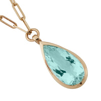 INDRA Gold Pear Aquamarine Trace Chain Necklace