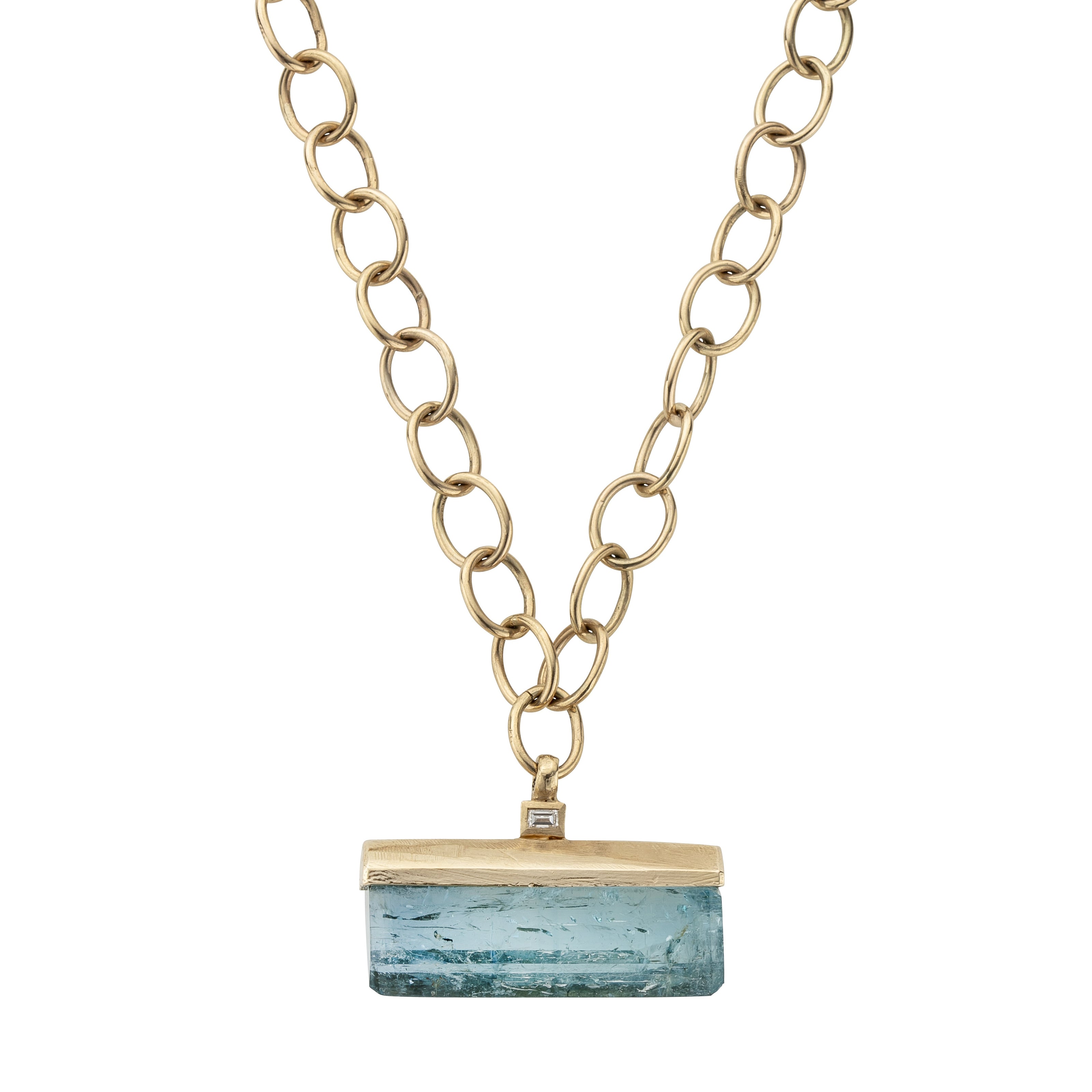 KAILANI Large Gold Aquamarine & Diamond Necklace