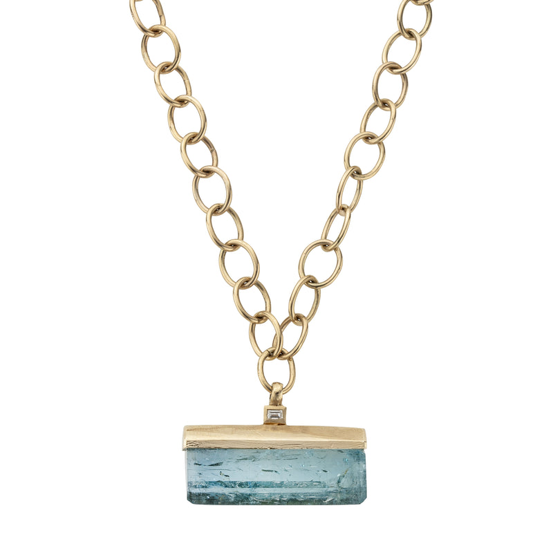KAILANI Large Gold Aquamarine & Diamond Necklace