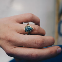 KEISARI Gold Pear Aquamarine Ring