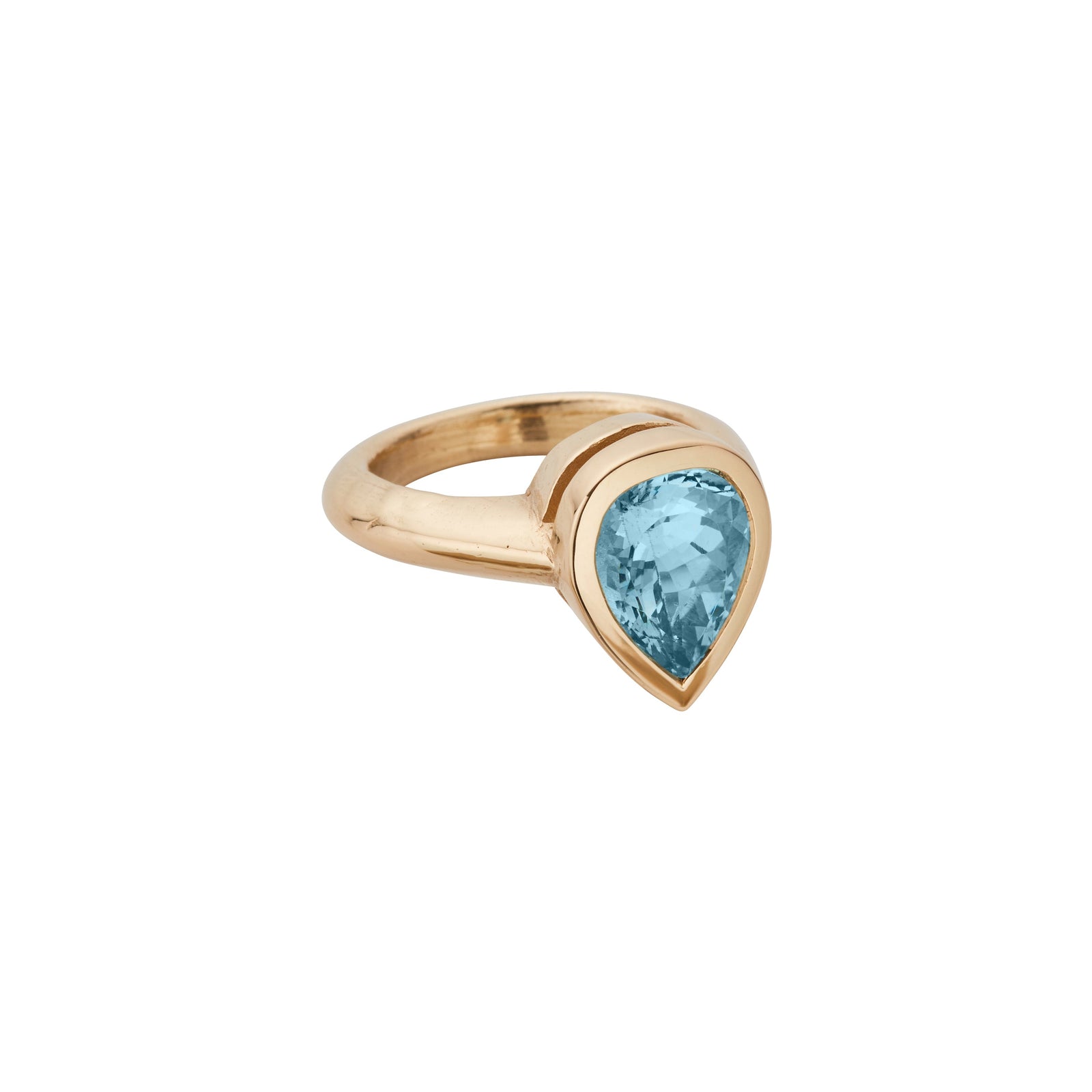 KEISARI Gold Pear Aquamarine Ring