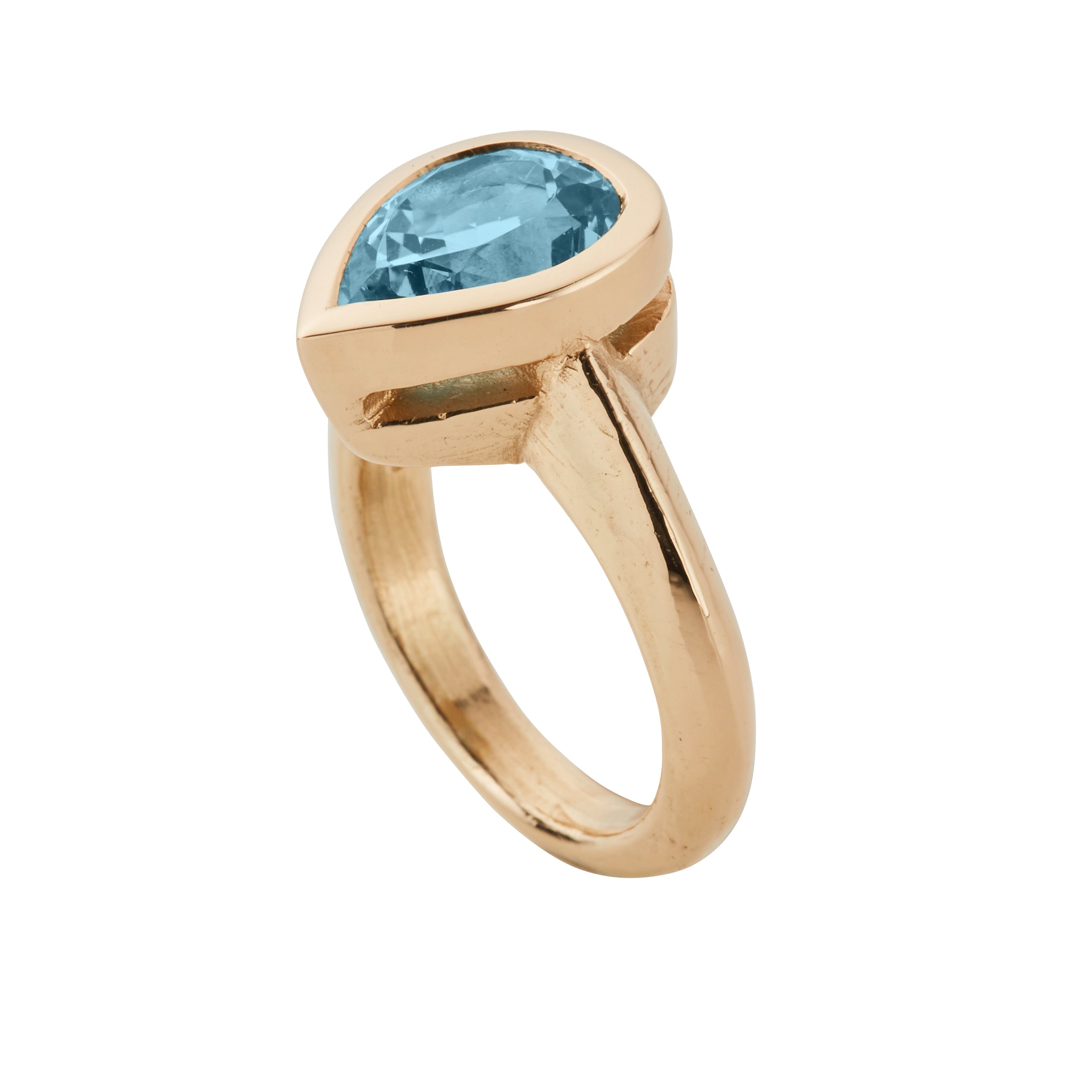 KEISARI Gold Pear Aquamarine Ring