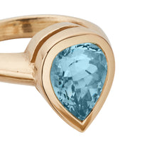 KEISARI Gold Pear Aquamarine Ring