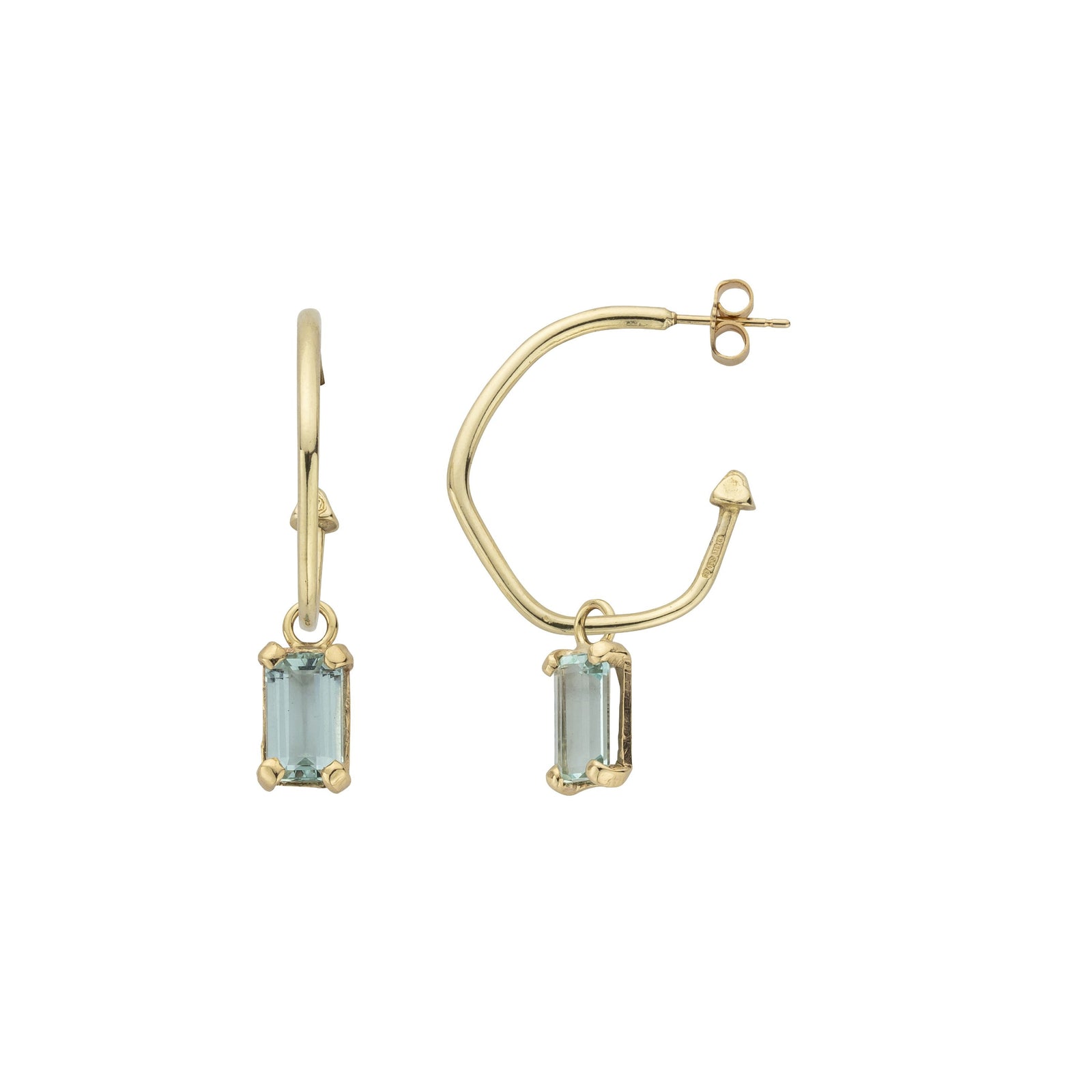 LANI POLU Gold Aquamarine Maxi Hoop Earrings