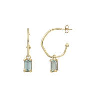 LANI POLU Gold Aquamarine Maxi Hoop Earrings