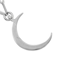 Silver Large Crescent Moon Trace Chain Necklace