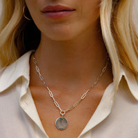 Silver Large Moon Trace Chain Necklace