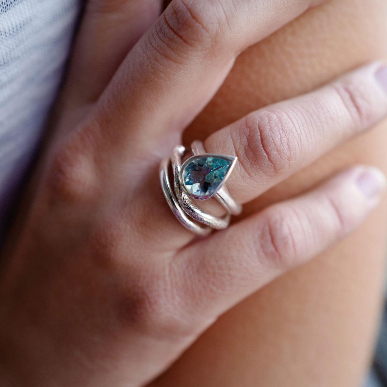 LONO Silver Aquamarine Ring