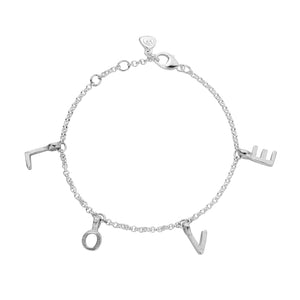 Silver Fixed Alphabet Chain Bracelet