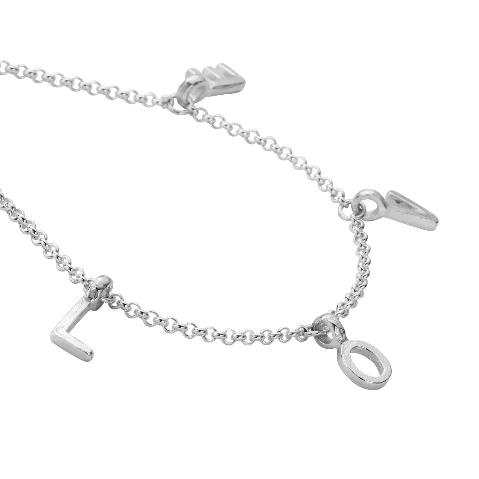 Silver Fixed Alphabet Chain Bracelet