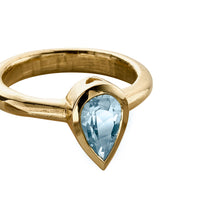 MARELLA Gold Pear Aquamarine Ring