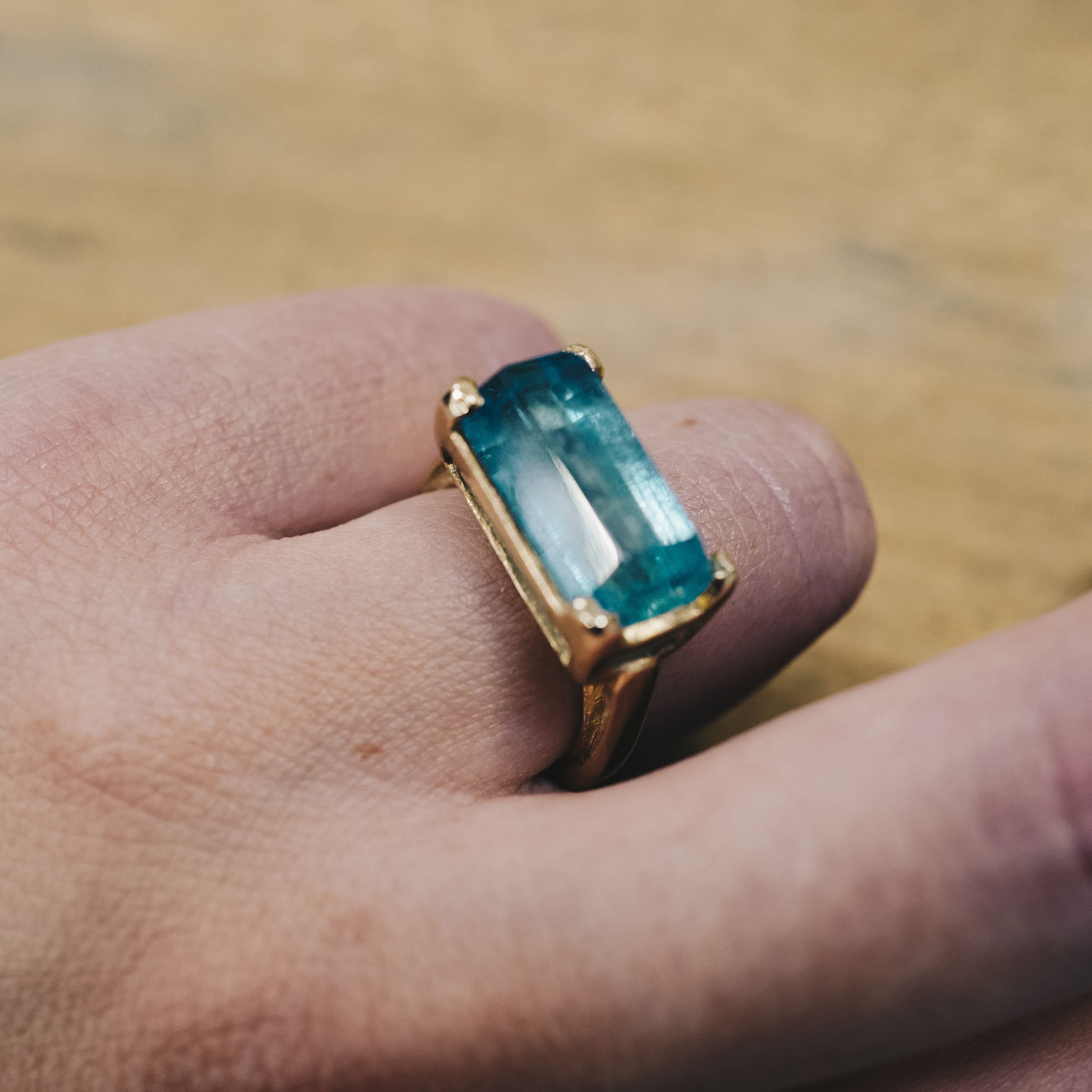 MAUI Gold Aquamarine Claw Ring