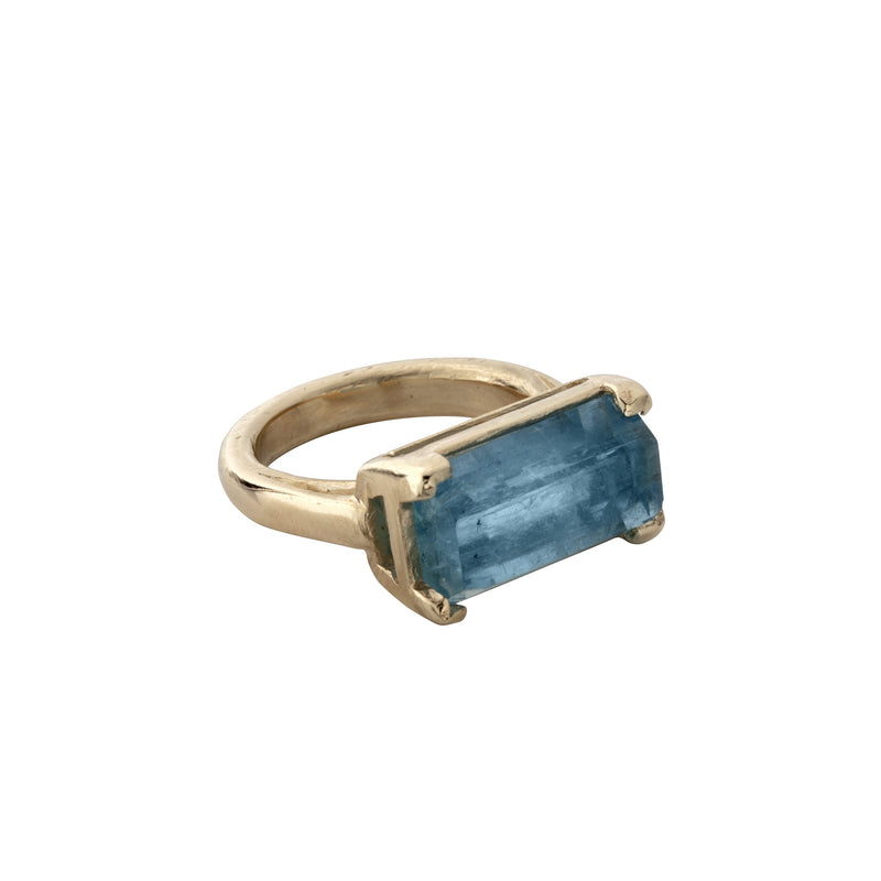MAUI Gold Aquamarine Claw Ring