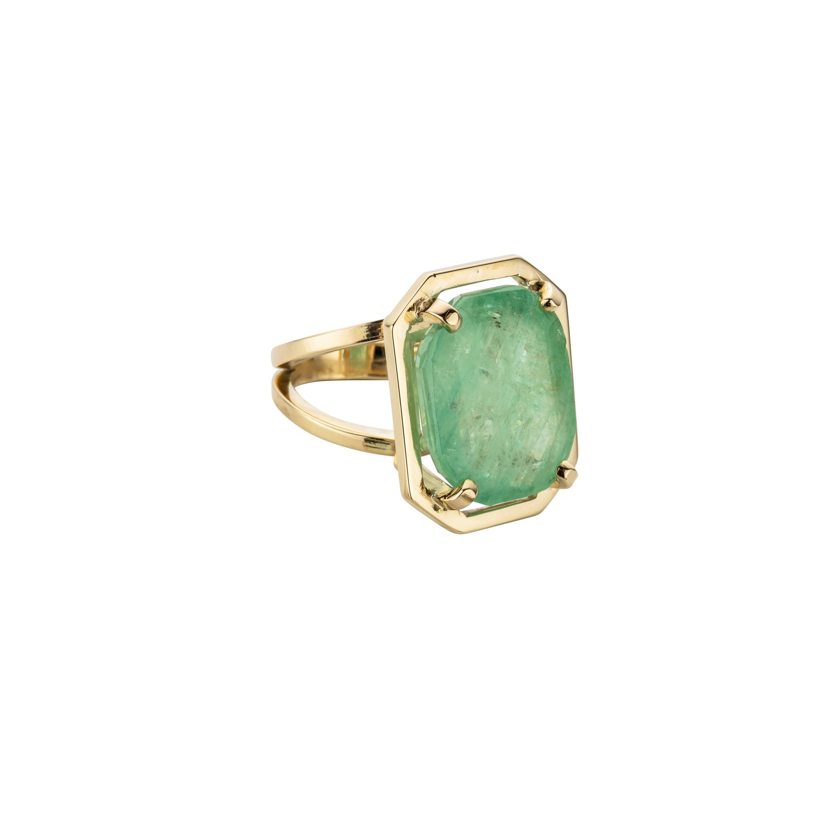 MAUNA KEA Gold Large Emerald Claw Ring