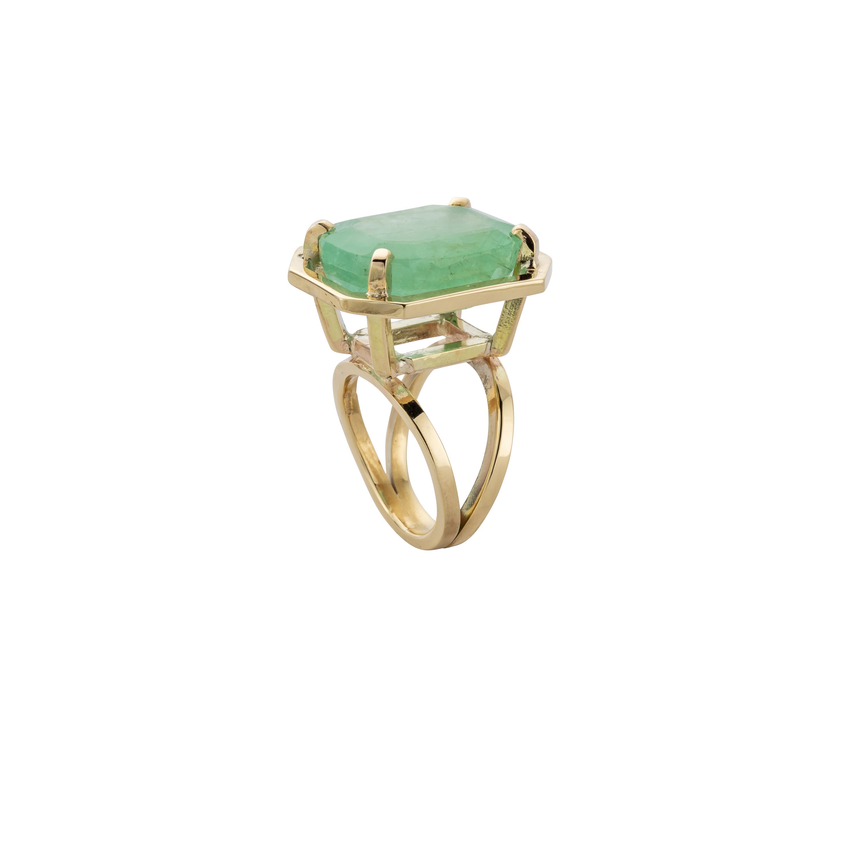 MAUNA KEA Gold Large Emerald Claw Ring