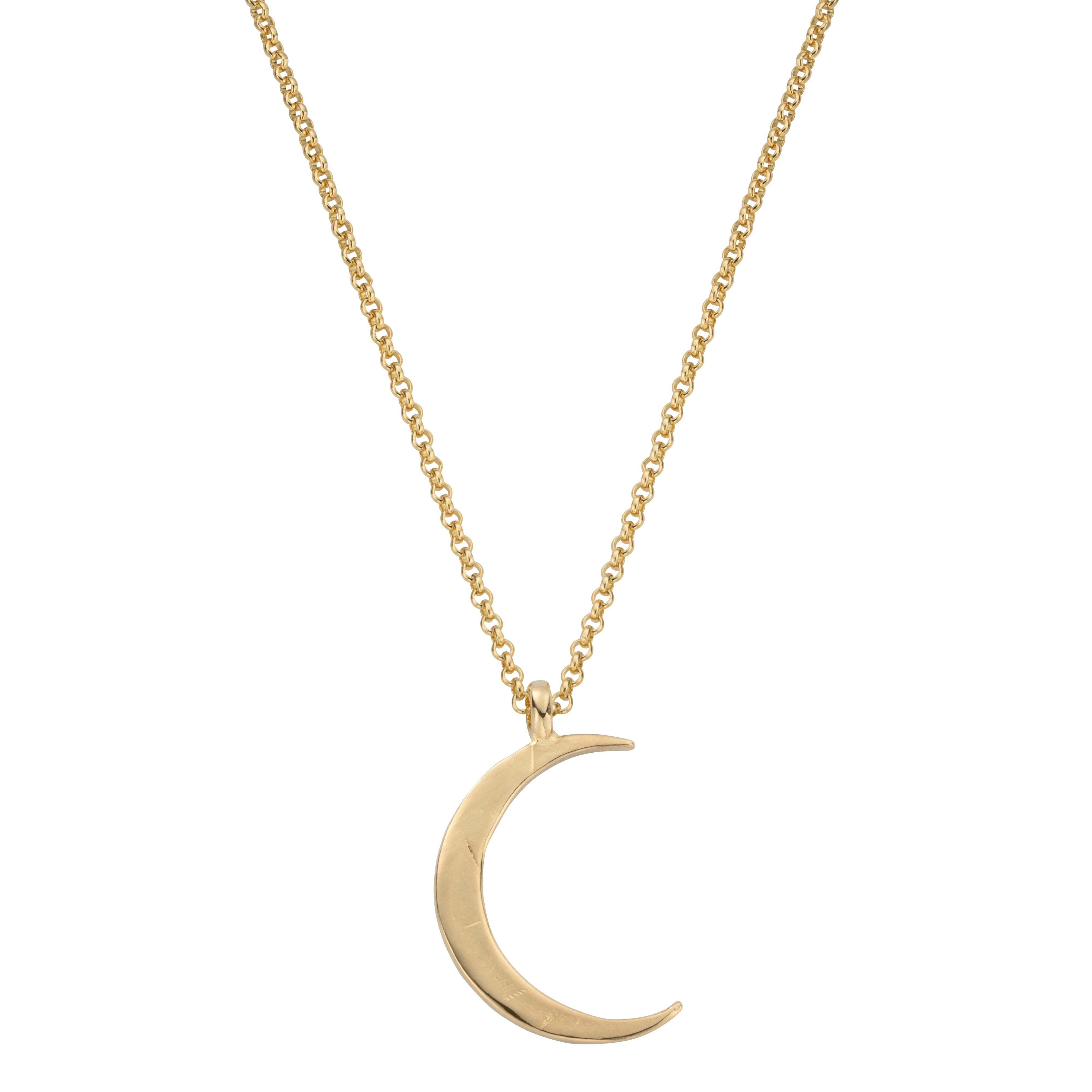 Solid Gold Crescent Moon Charm Necklace – Isabella Day