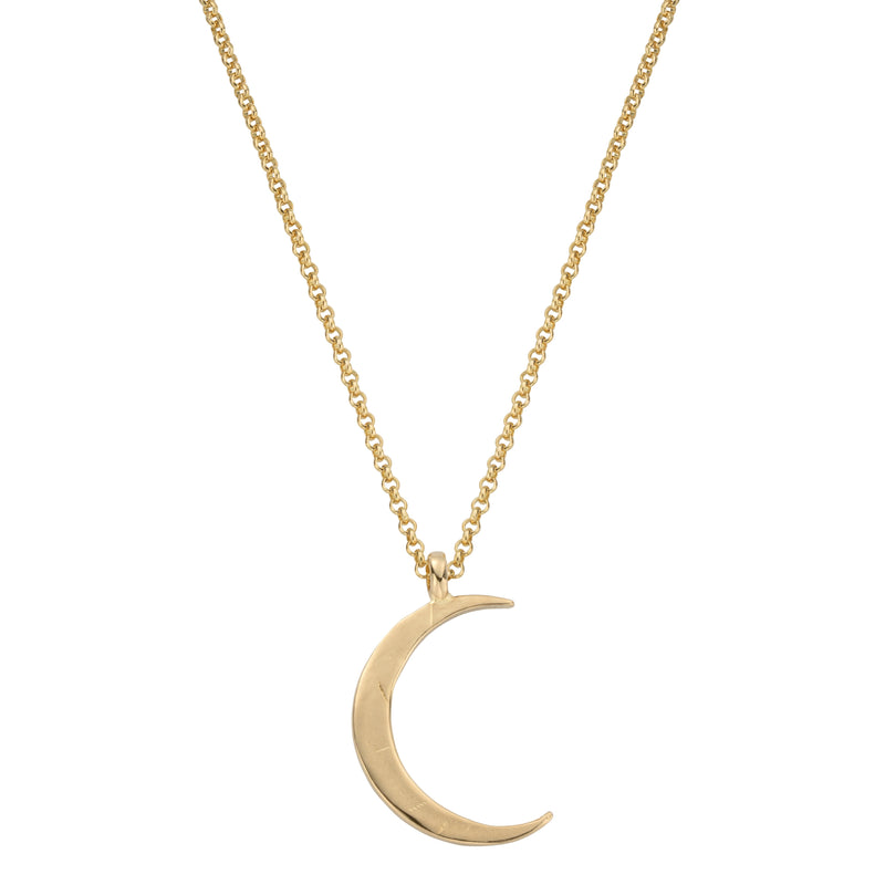 Gold Large Crescent Moon Necklace