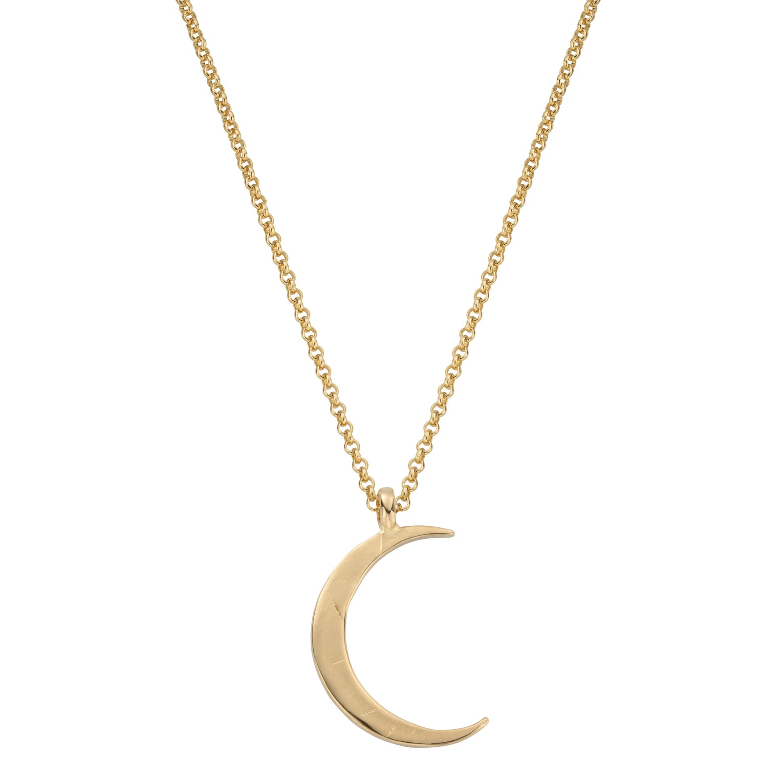 Gold Large Crescent Moon Necklace