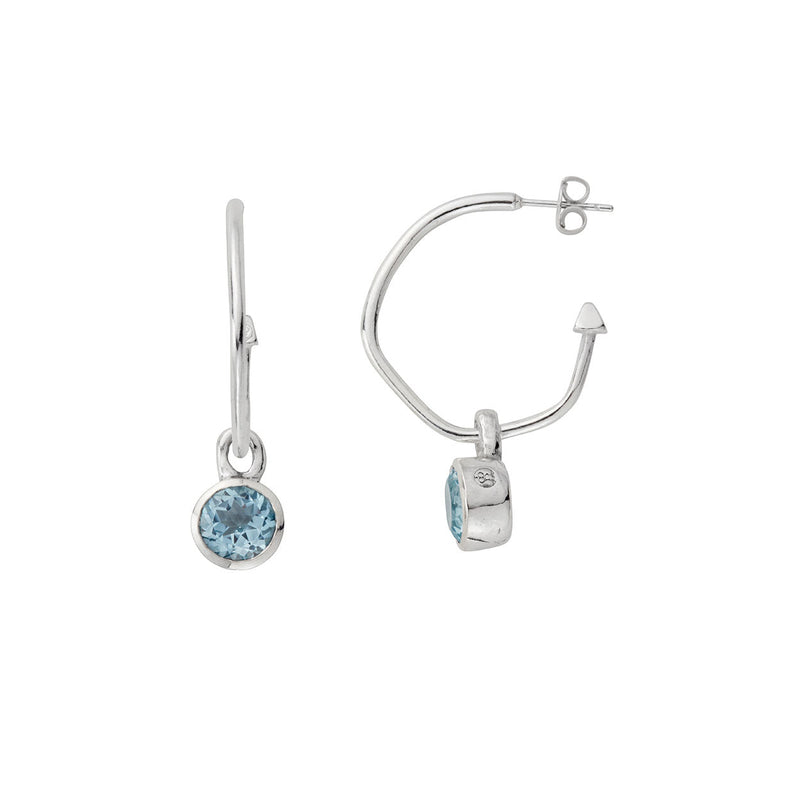 Maxi Cupid Hoops with Blue Topaz Baby Treasure Earring Charms