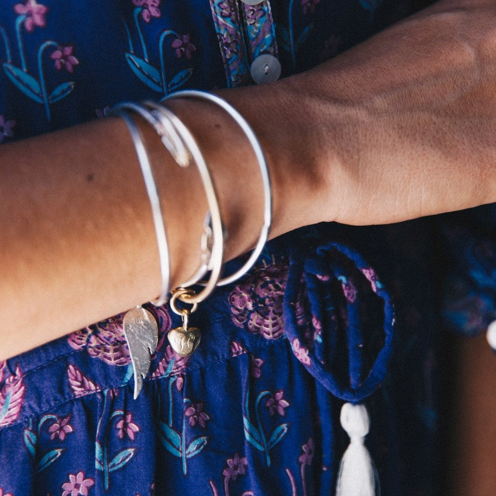 Silver & Gold Maxi Grateful Heart Bangle