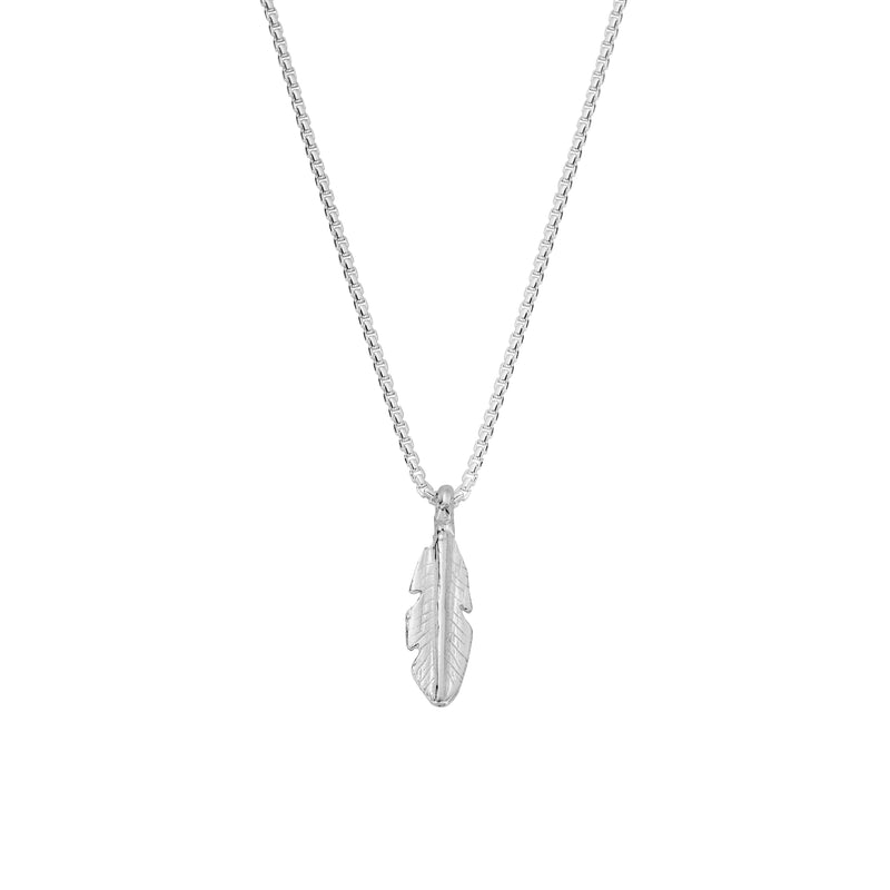 Silver Medium Feather Snake Chain Necklace