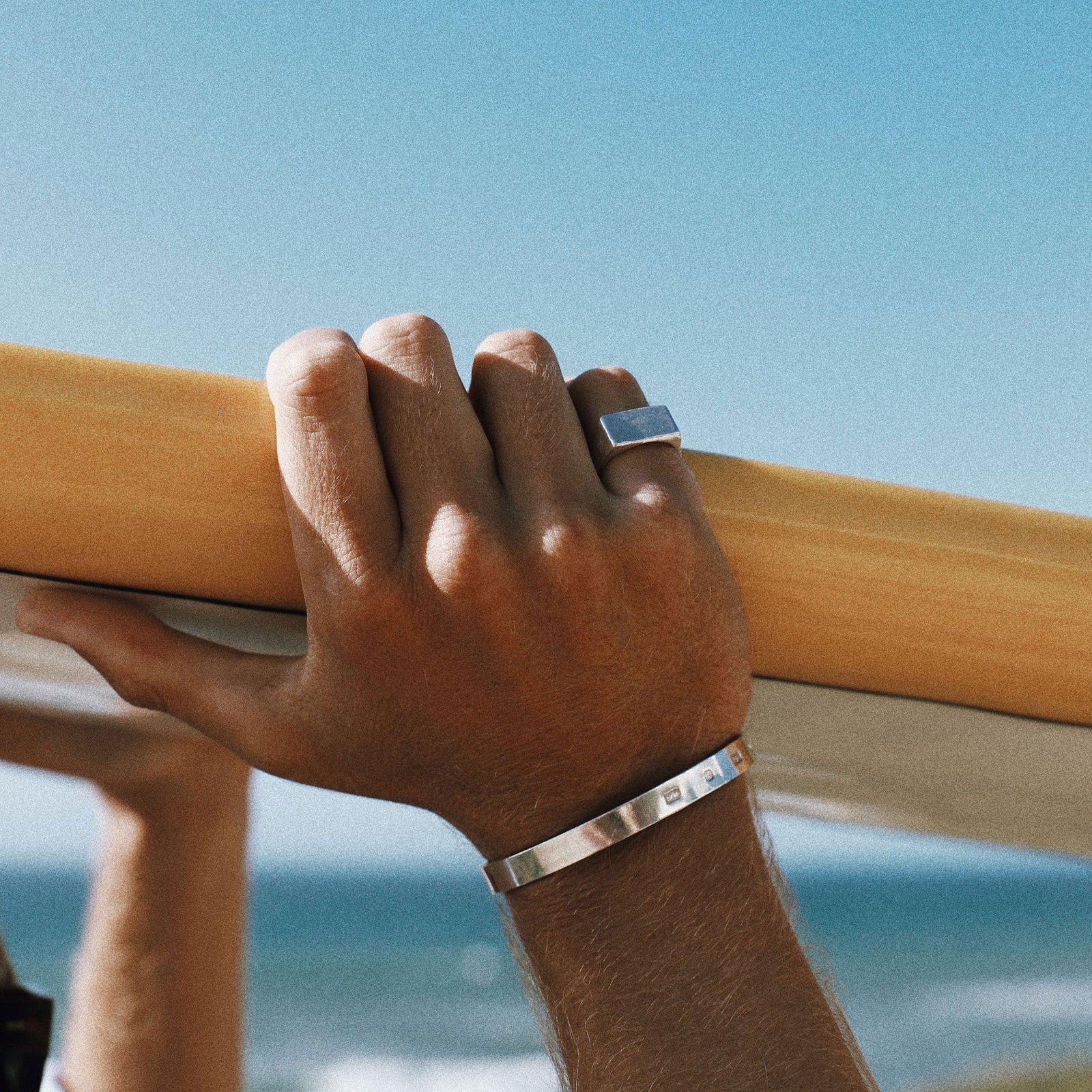 Men's Silver Feature Hallmark Bangle