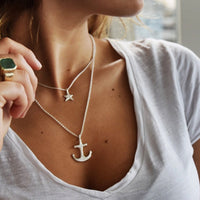 Silver Midi Anchor Necklace