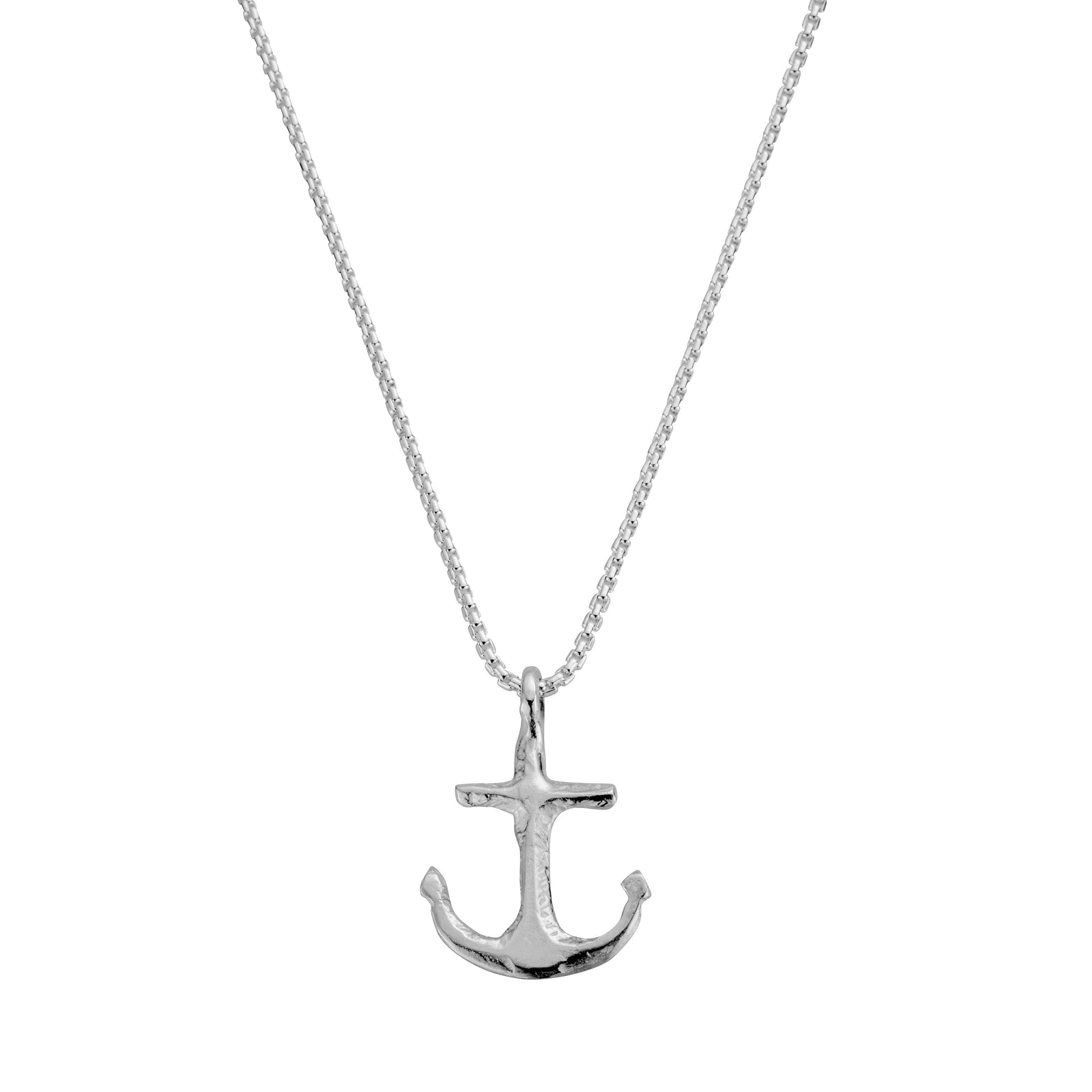 Silver Midi Anchor Snake Chain Necklace