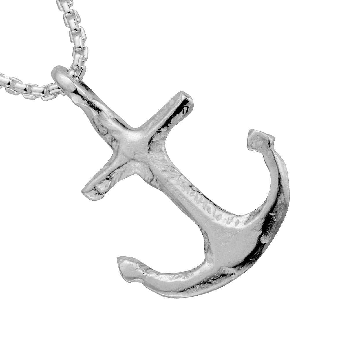 Silver Midi Anchor Snake Chain Necklace