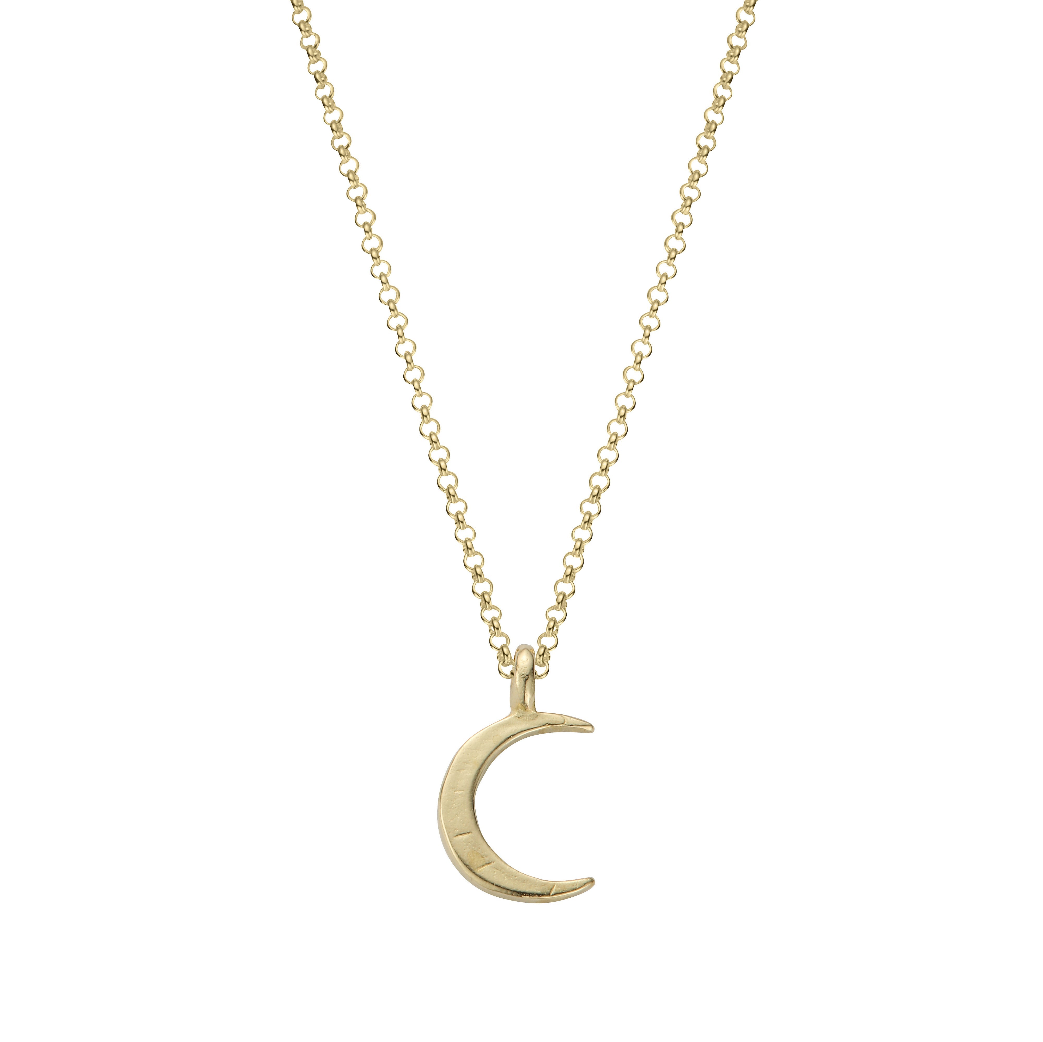 Solid gold sale crescent moon necklace