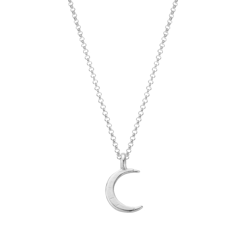 Silver Medium Crescent Moon Necklace