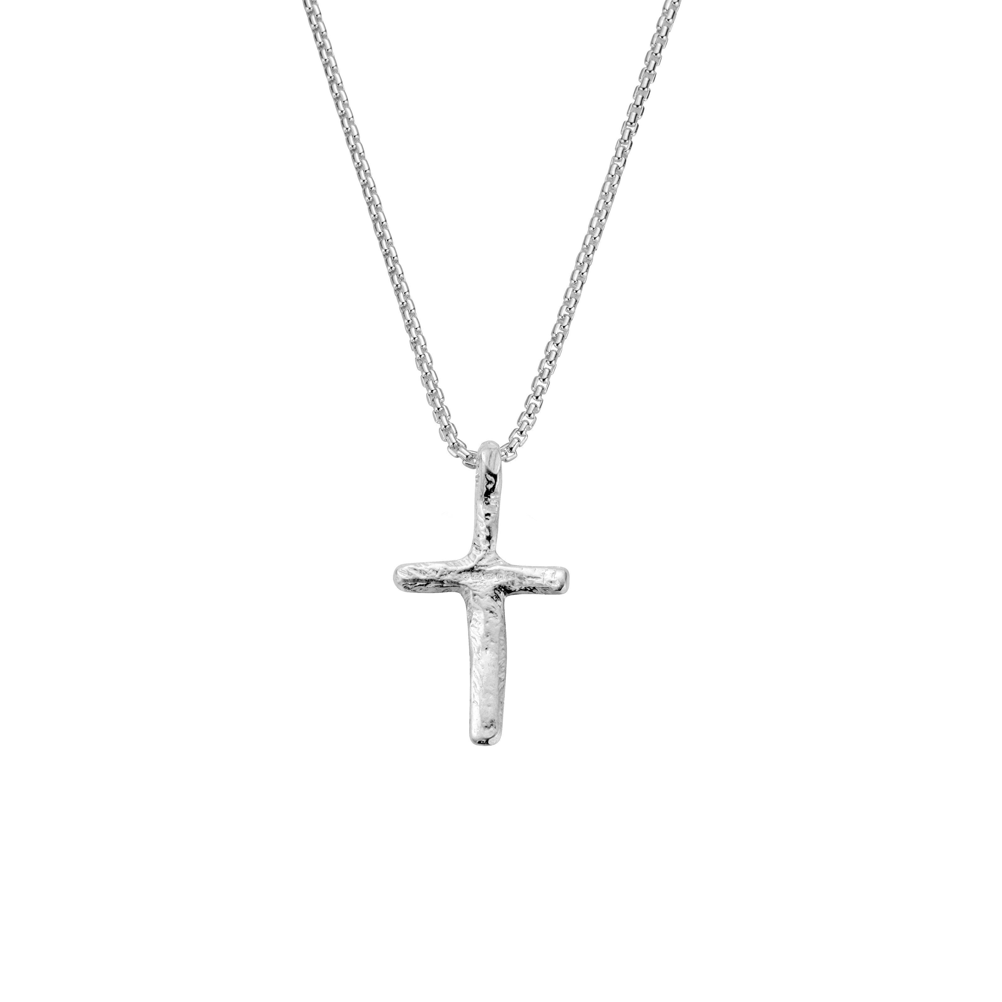 Silver Medium Cross Snake Chain Necklace
