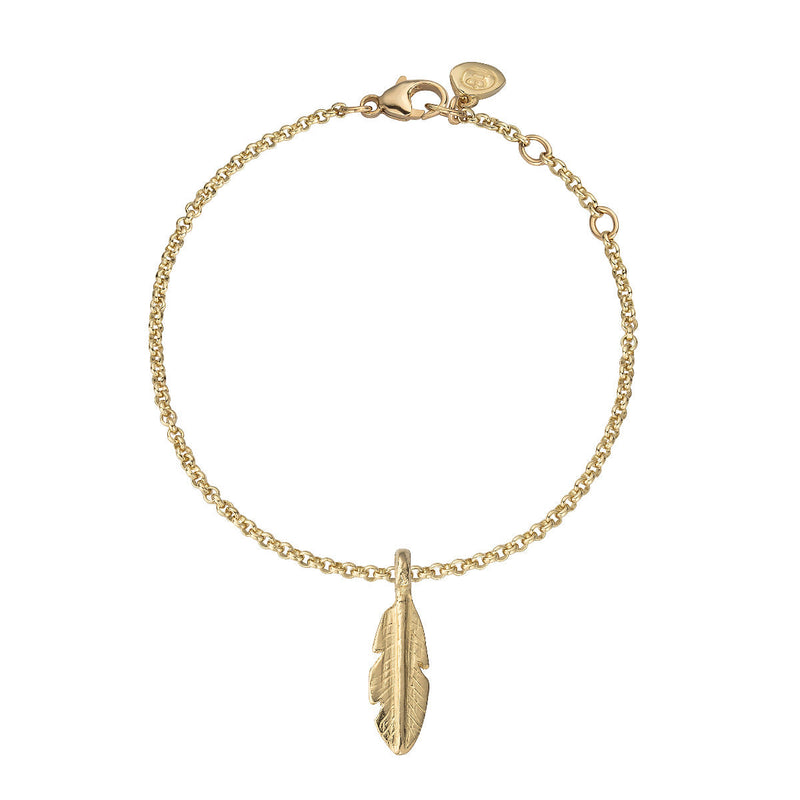 Gold Medium Feather Chain Bracelet