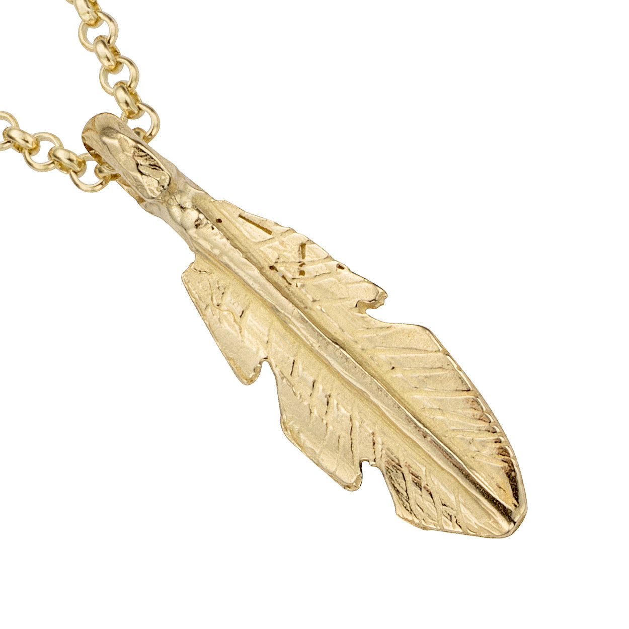 Gold Medium Feather Necklace