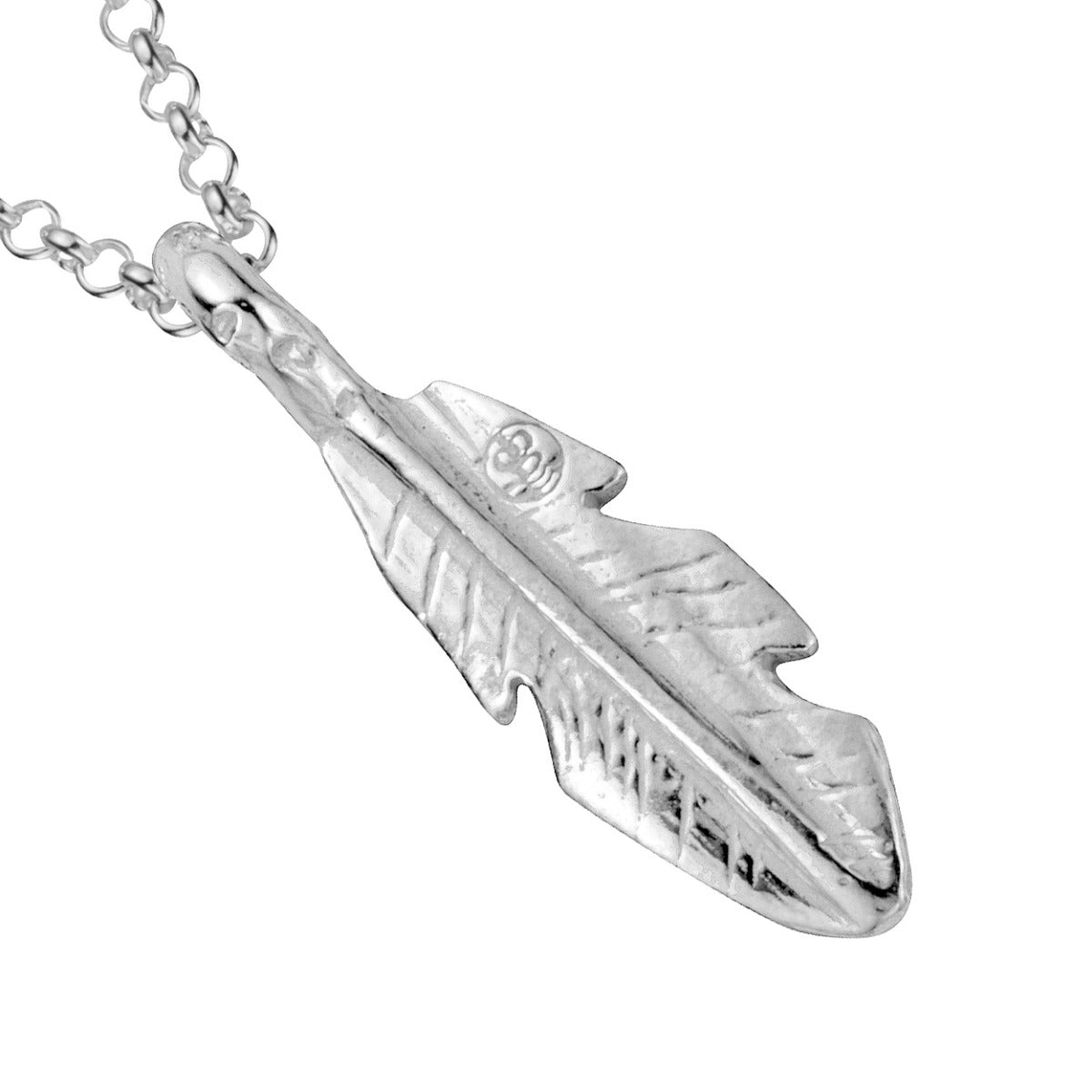 Silver Medium Feather Necklace