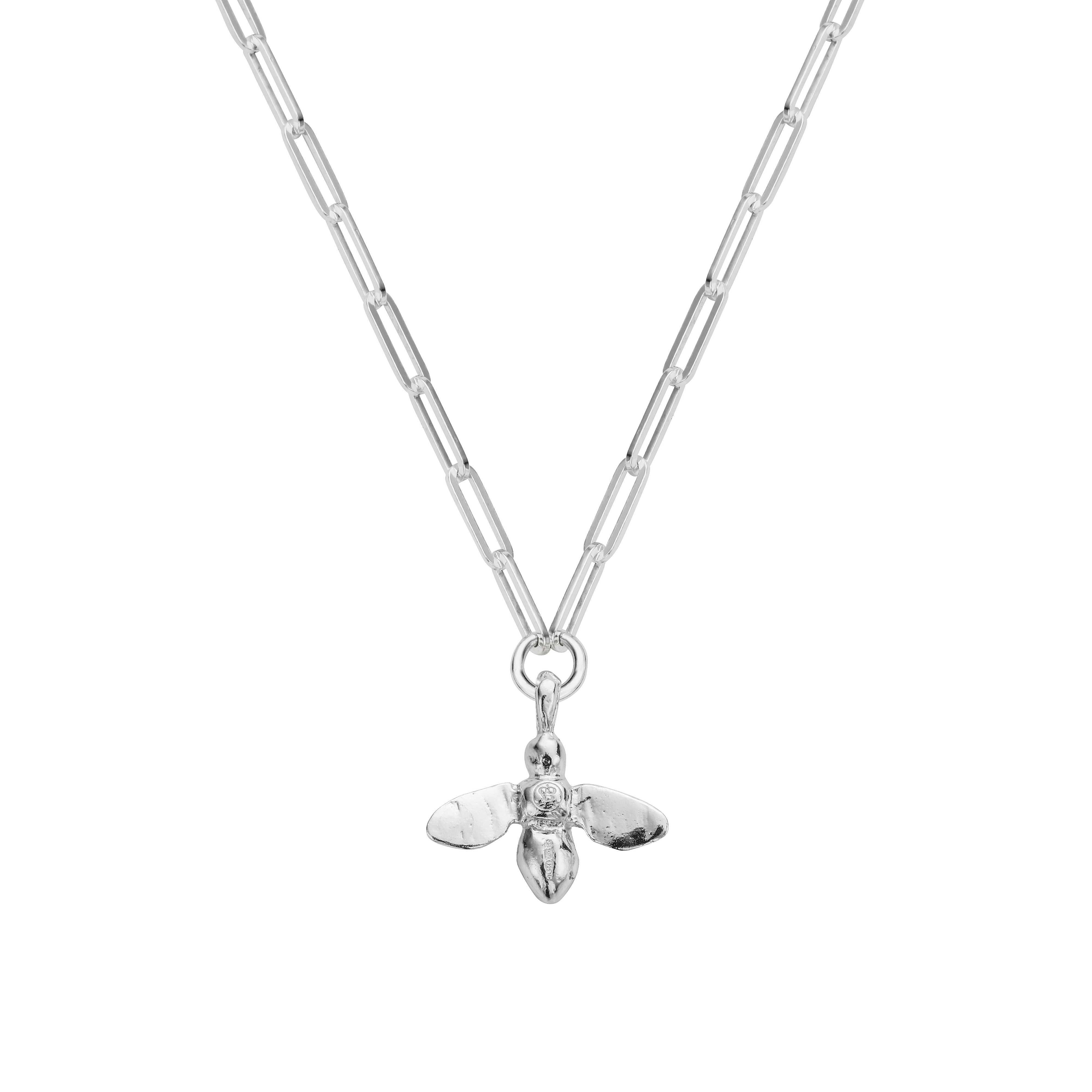925 Sterling Silver Cz Pearl Bumble Bee Pendant Necklace 11mm(0.43