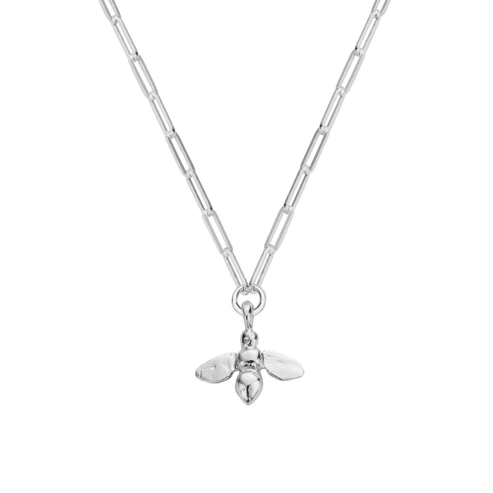Silver Large Honey Bee Trace Chain Necklace