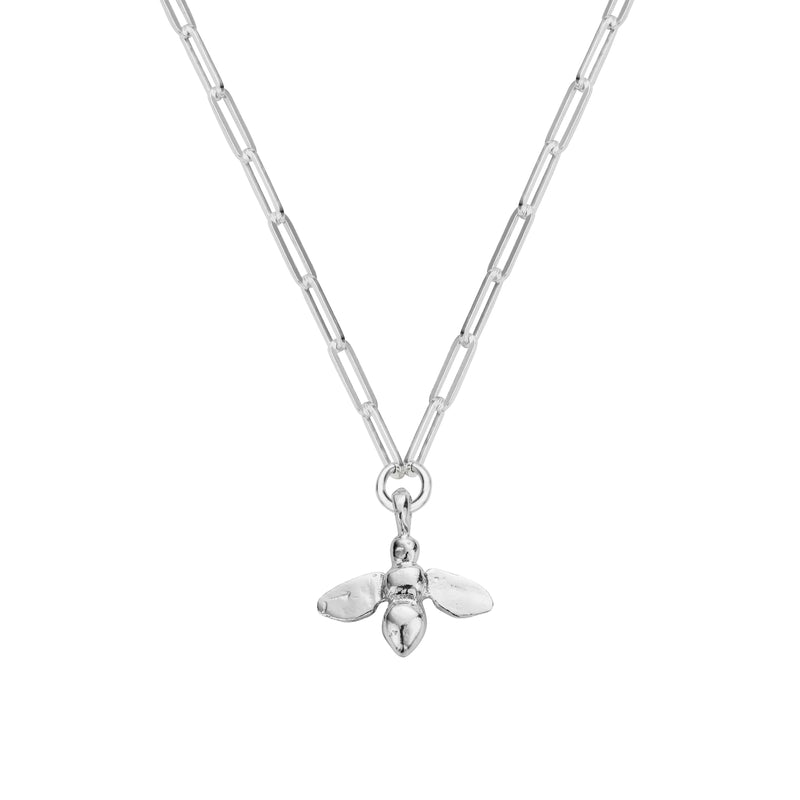 Silver Large Honey Bee Trace Chain Necklace