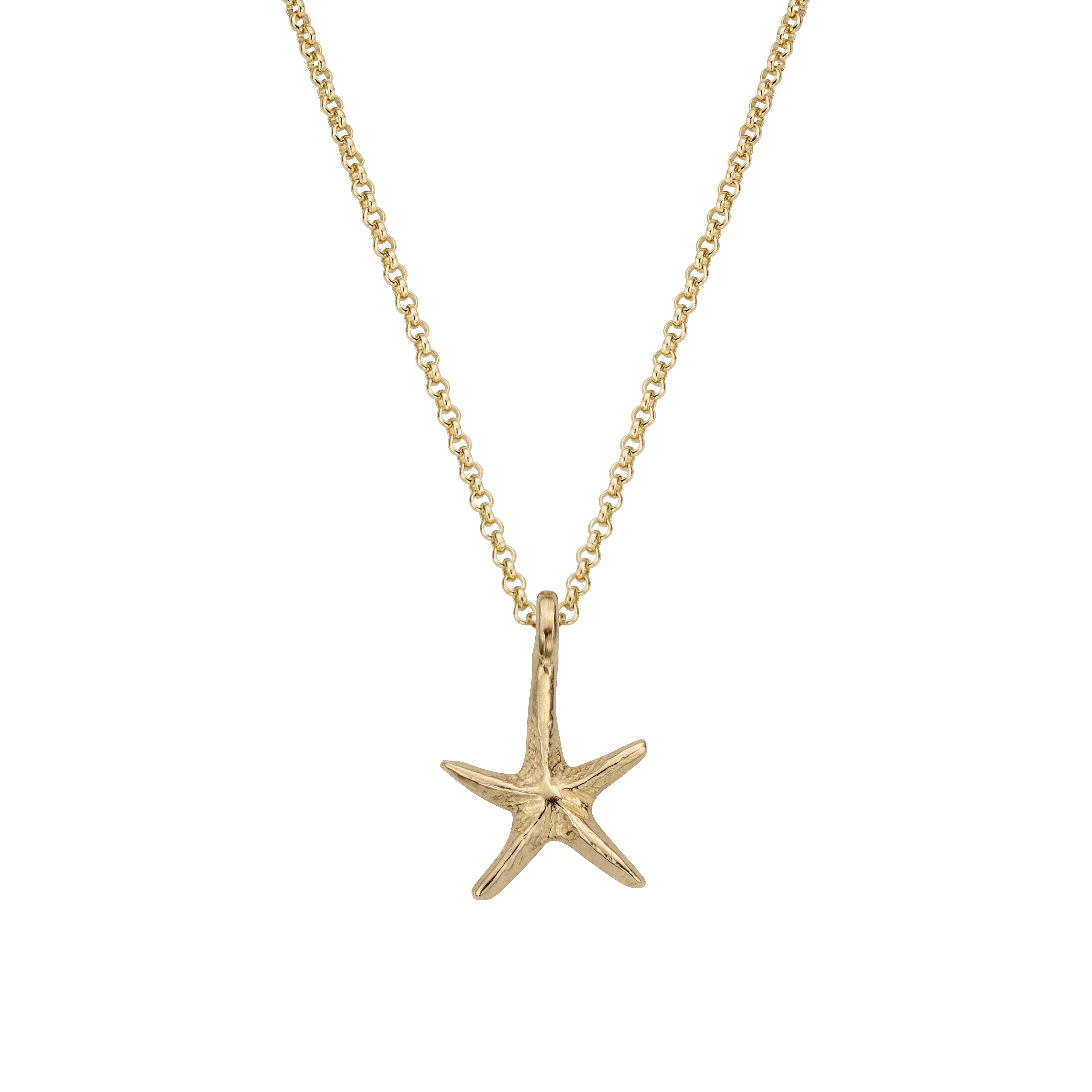 Yellow Gold Starfish Necklace - Beach Inspired Necklace
