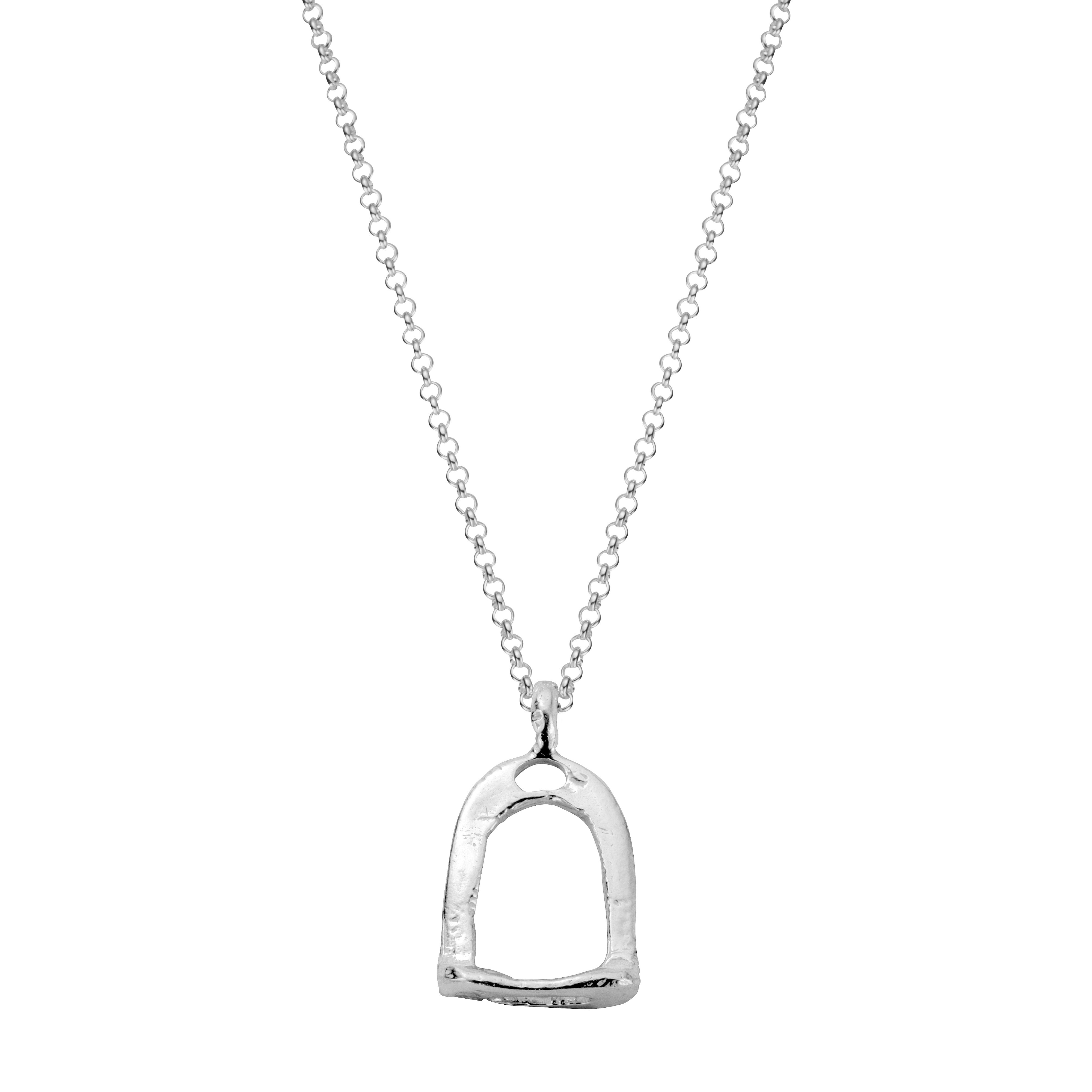 Silver stirrup necklace deals