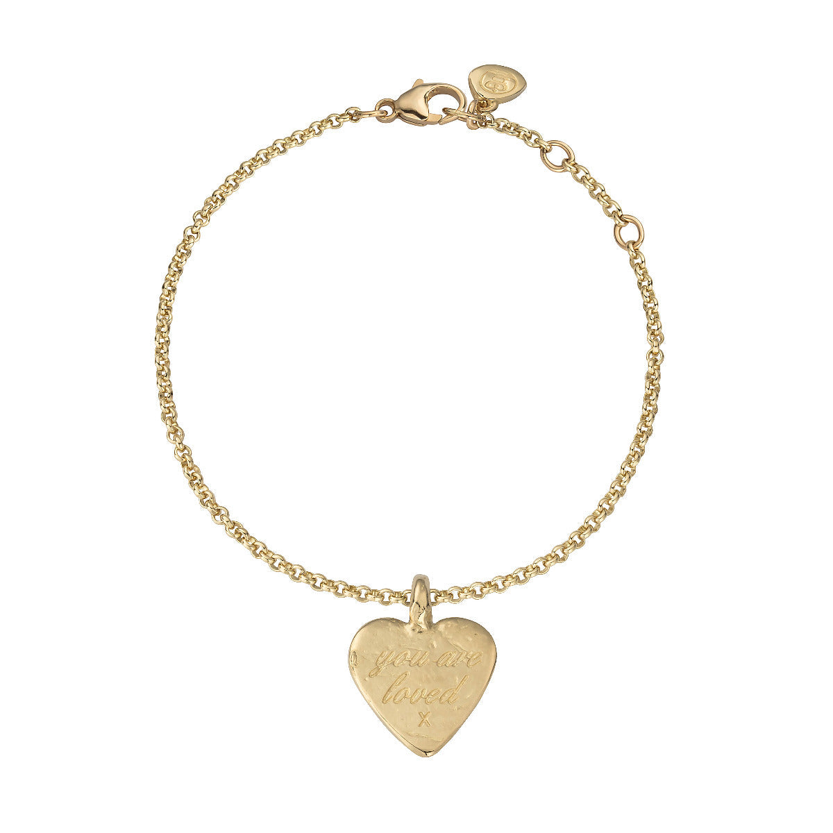 Gold Medium You Are Loved Chain Bracelet
