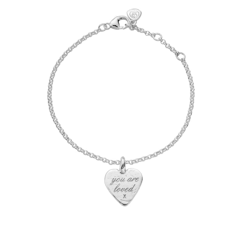 Silver Medium You Are Loved Chain Bracelet