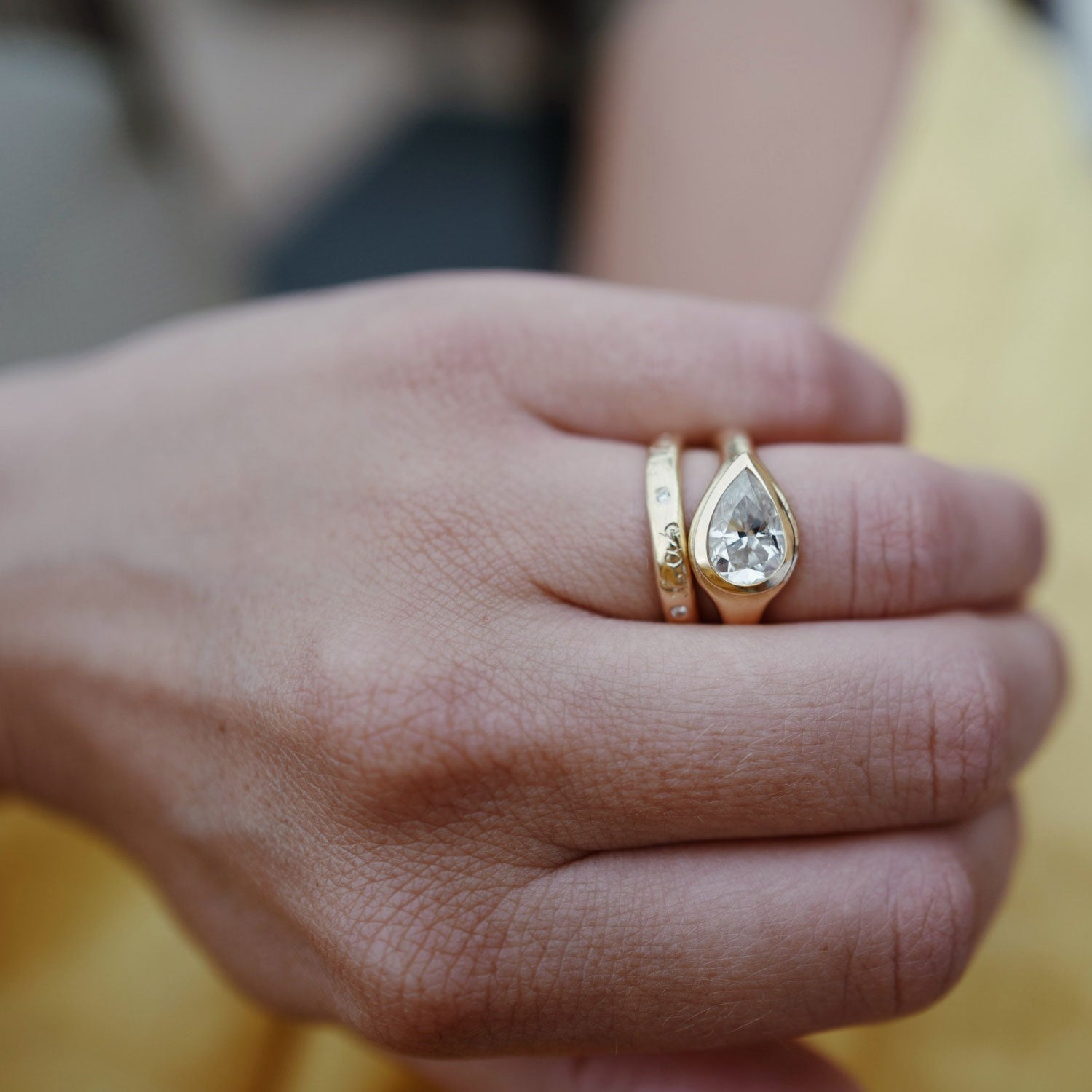 MILA Gold Pear Diamond Ring