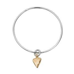 Silver & Gold Mini Heart Bangle