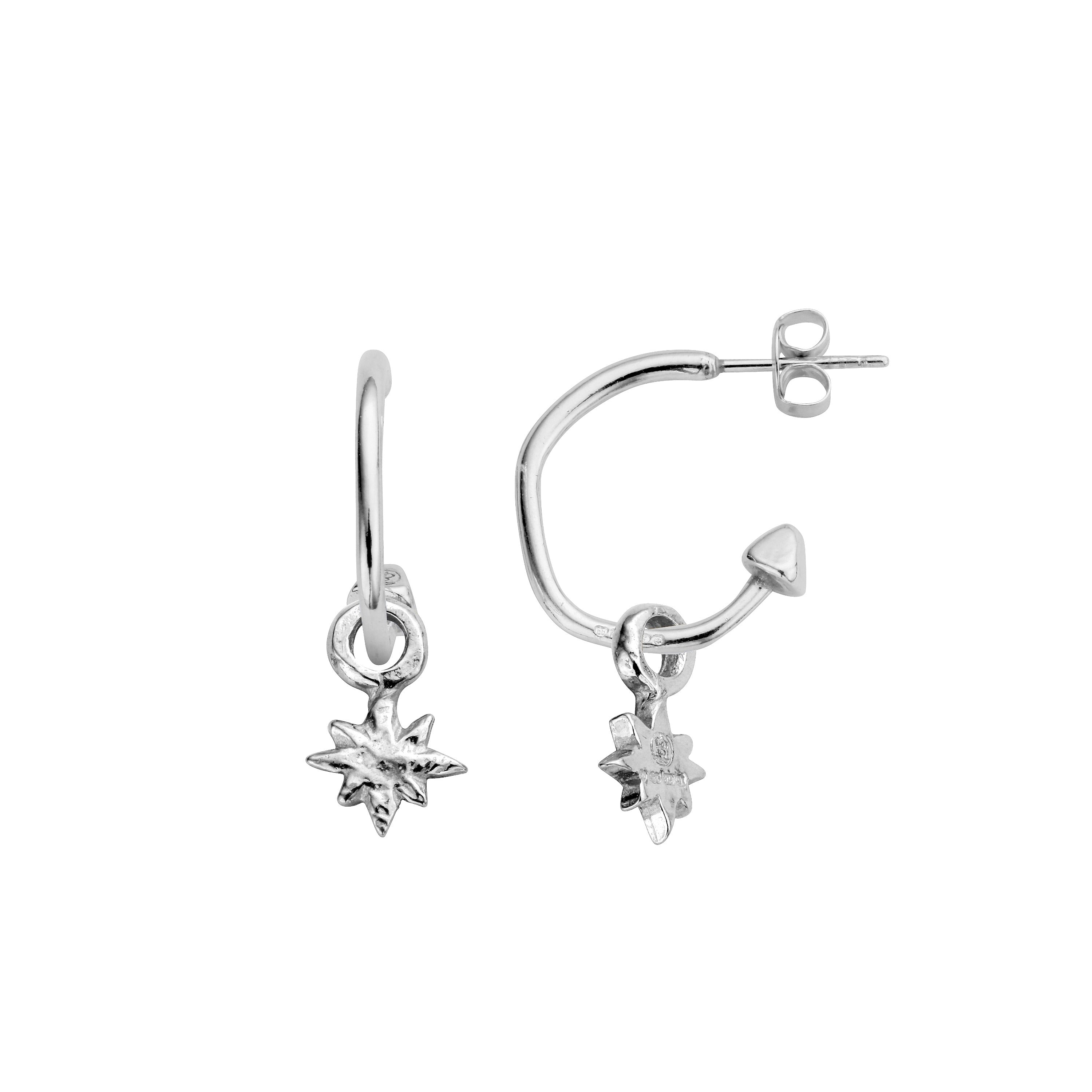 Mini Cupid Hoops with Baby North Star Charms