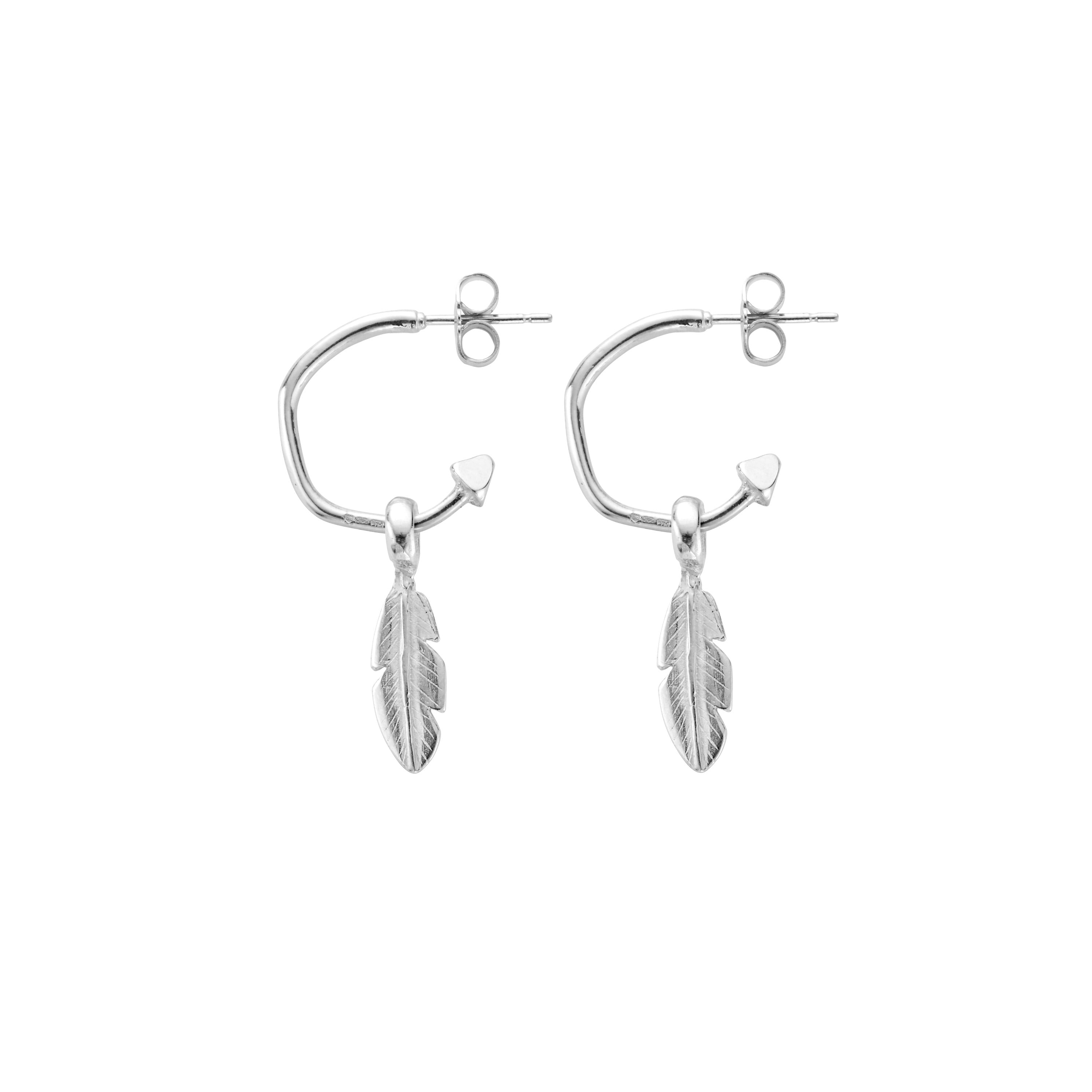 Mini Cupid Hoops with Mini Feather Charms