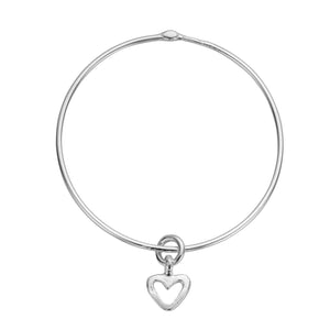 Silver Mini Open Heart Bangle