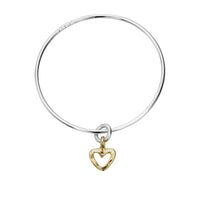 Silver & Gold Mini Open Heart Bangle