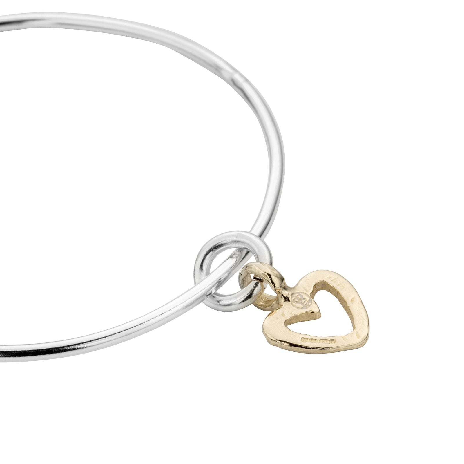 Silver & Gold Mini Open Heart Bangle