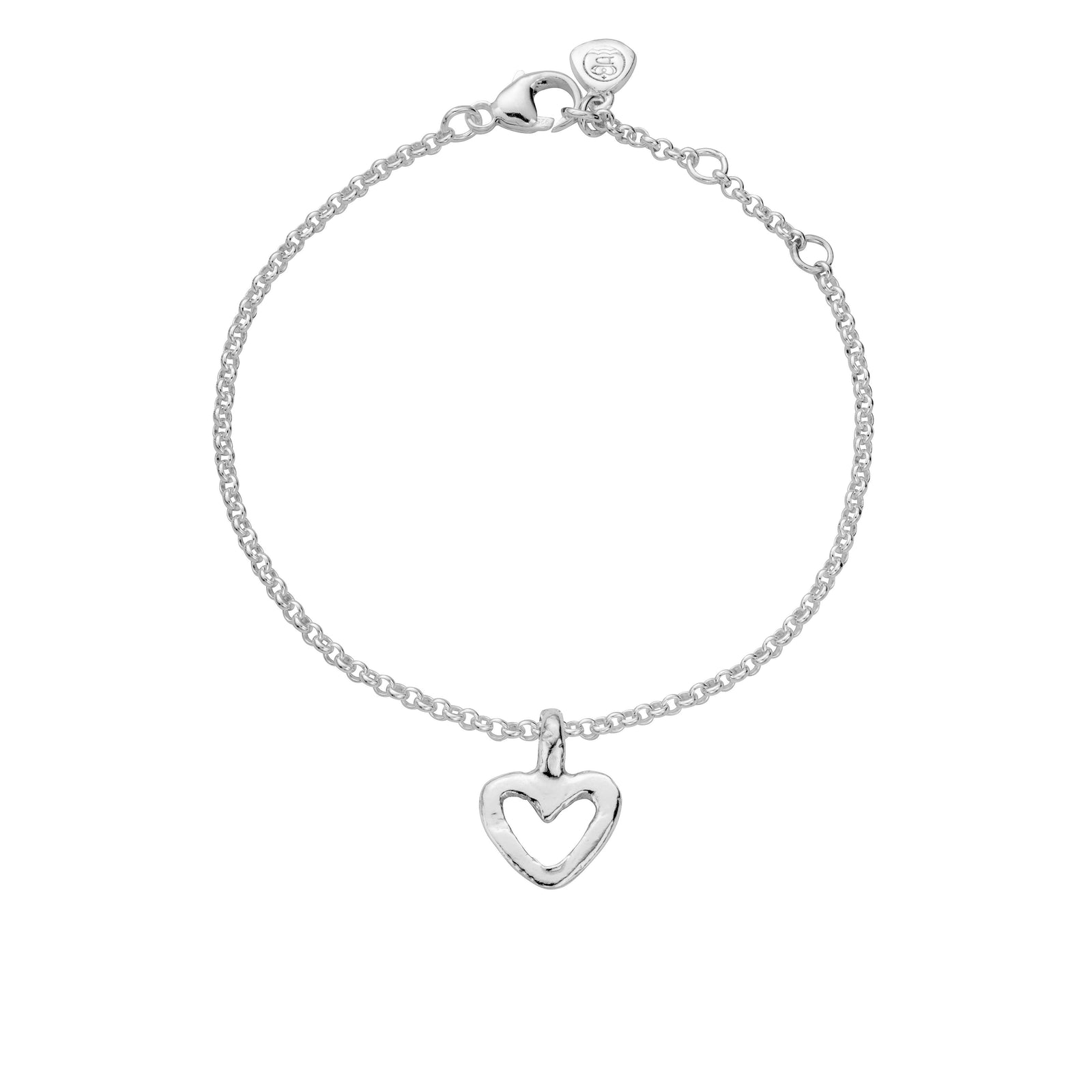 Silver Mini Open Heart Chain Bracelet